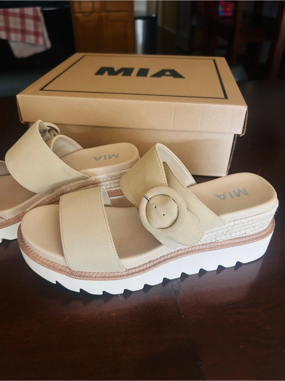 MIA Women's Beige Orla Espadrille  wedge sandal